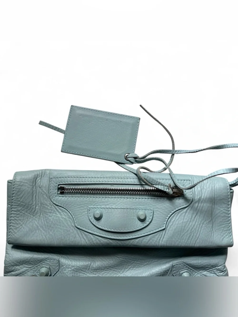 Balenciaga Mint/Pale Blue Leather Classic Giant Envelope Clutch